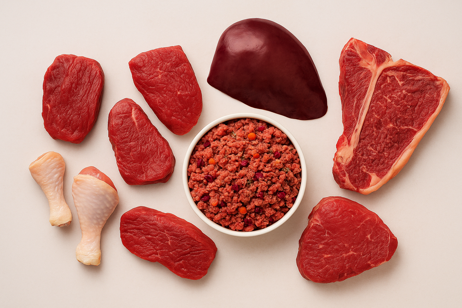 Proteínas en la dieta BARF: beneficios por tipo de carne para tu perro