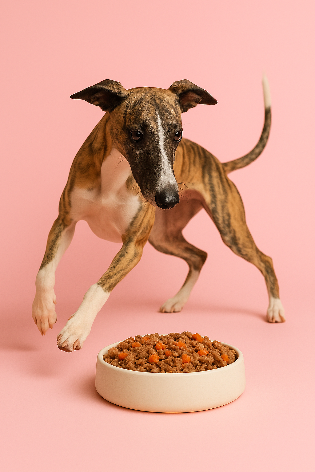 perro feliz saltando por su alimento whole bark